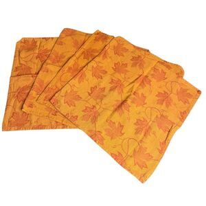 Cloth Napkins Set of 4 Fall Maple Leaf Thanksgiving Square Earthy Cotton Orange